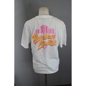 Baseball Lifestyle 101 T Shirt Medium White Ice Cream Pink Sprinkles New